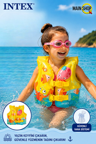 MAİN SHOP Intex Fish Patterned Printed Children's Inflatable Pool Vest 41X30 ...