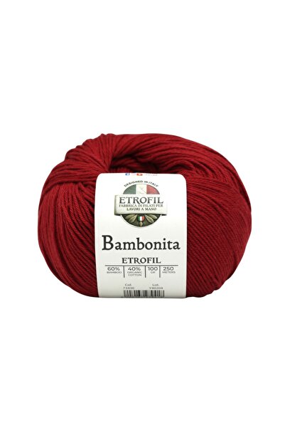 Etrofil Bambonita Knitting Yarn Brick Red 60% Bamboo 40% Organic Cotton 100g ...