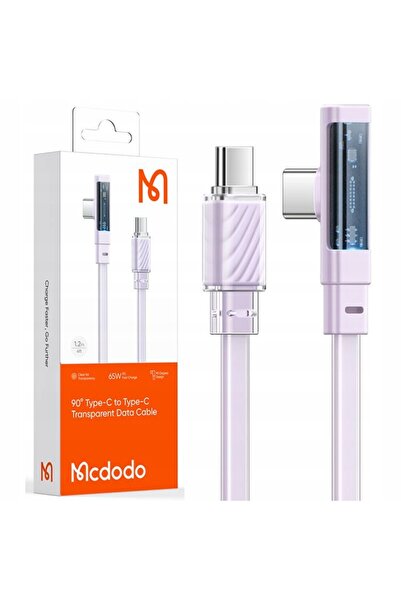 Mcdodo Cablu USB-C unghiular pentru încărcare rapidă, USB Tip C, 3A 65W, Mov, 1M