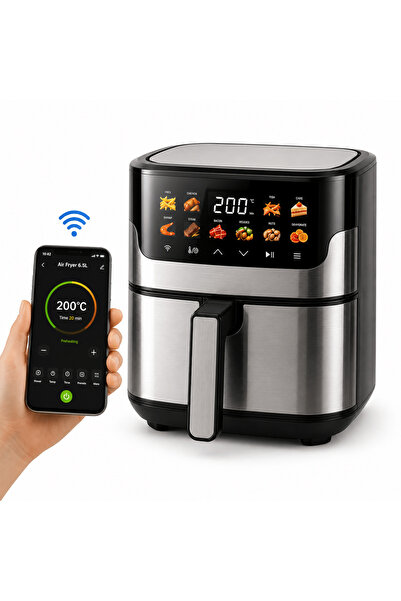TnsAround Friteuză cu aer cald, Inteligentă, 6.5L, 2200W, Control prin aplica...