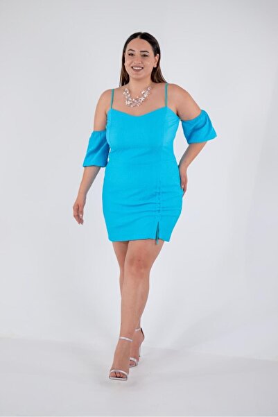 Roxxlen Women's Plus Size Collar-Sleeve Detailed Dress