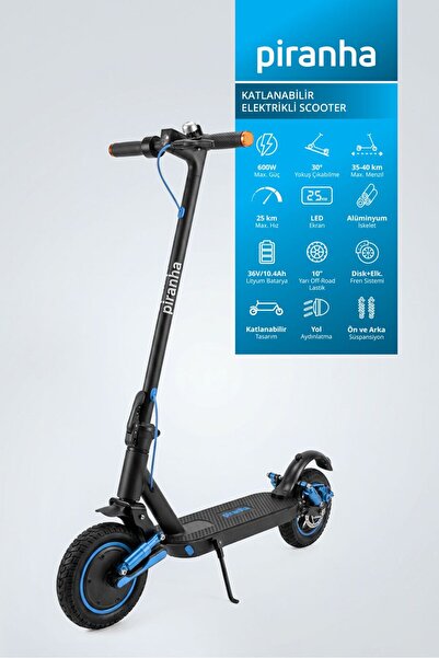 Piranha 5015M 350W Elektrikli Scooter | 36V 10.4Ah | 35 Km Menzil | Katlanabi...