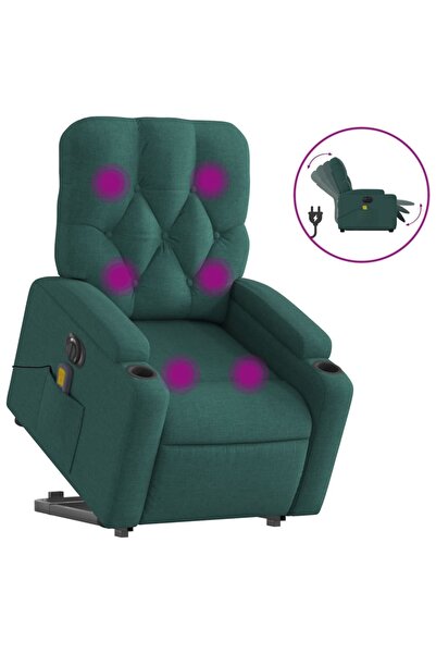 vidaxl Fotoliu electric masaj rabatabil / ridicare verde închis textil