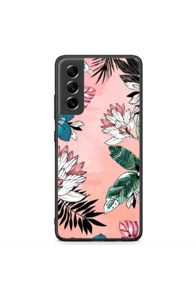 Other Samsung S21 FE Tropical flowers Black Glossy Θήκη