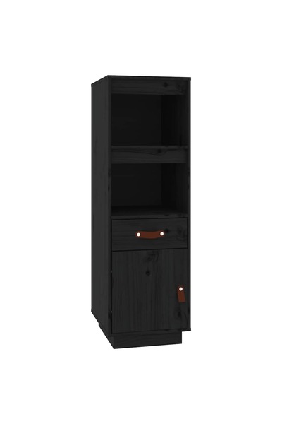 vidaxl Tall cabinet, black, 34x40x108.5 cm, solid pine wood