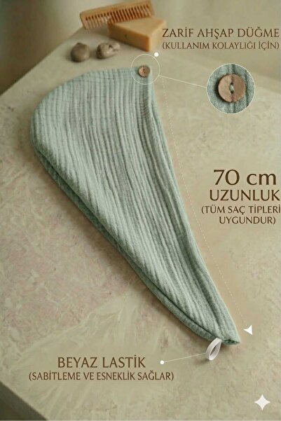 Mia Mina Home Baby 4 Kat Müslin %100 Pamuk Yeşil Renk Kadın Saç Bonesi / Saç ...