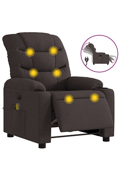vidaxl Fotoliu electric de masaj rabatabil, maro închis, textil
