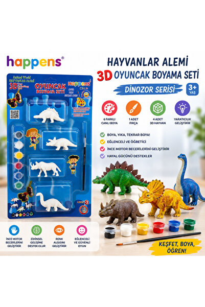 HAPPENS Dinosaur Kingdom 3D Toy Coloring Set Educational Paint Set Toy Washable