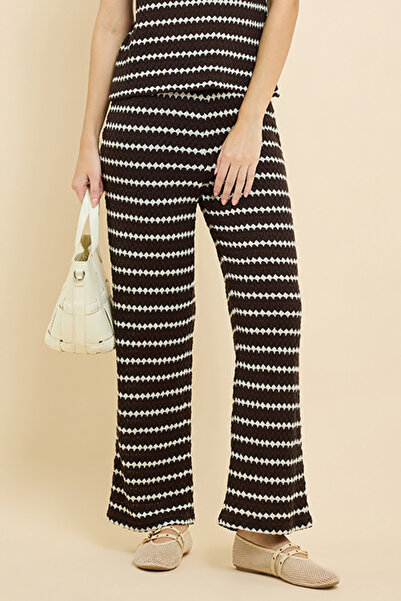 R&B Patterned Knitted Pants with Drawstring Waist
