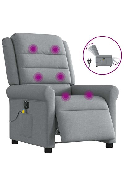 vidaxl Fotoliu electric de masaj rabatabil, gri deschis, microfibră