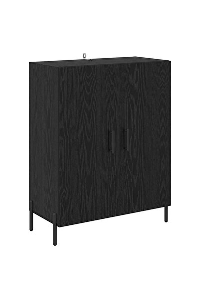 vidaxl Bufet Stejar Negru 69,5 x 34 x 90 cm Lemn compozit