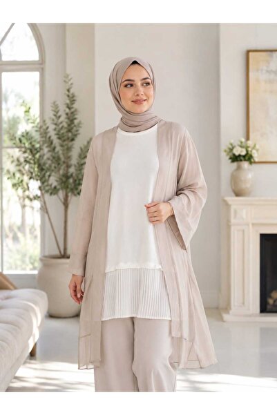 Esra Butik78 Siyah, Beyaz ve Pudra Renk Kolsuz Altı Pileli İçlik – 80 cm