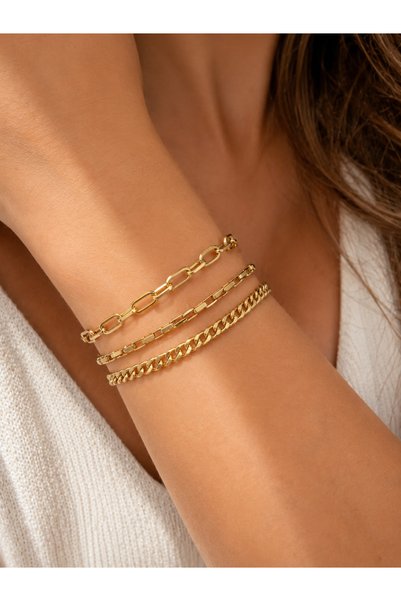 Adata Jewelry طقم أساور نسائية من الفولاذ مكون من 3 قطع / سلسلة كادينا رفيعة ...