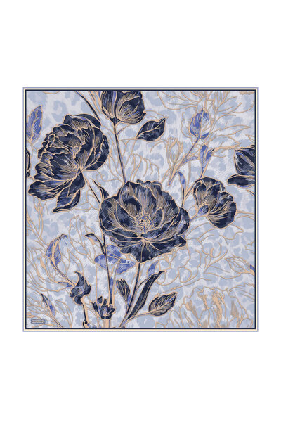 Bursa İpek Lilac Revna Pattern Twill Silk Scarf