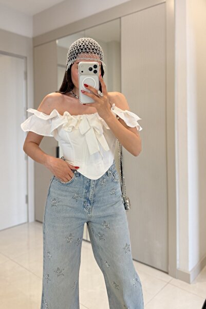 Gizem Ecemiş Purest Beyaz Madonna Fırfırlı Büstiyer