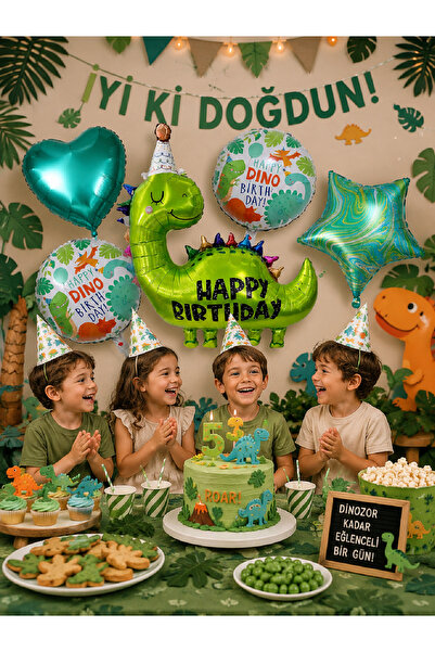 Magique Party Dinozor Temalı Folyo Balon Seti - 5li