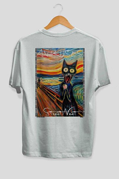 Ankhises For the Love of Cats 23 Cats Printed White Oversize T-Shirt 100% Cot...