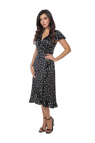 Miss One Rochie neagra cu buline albe