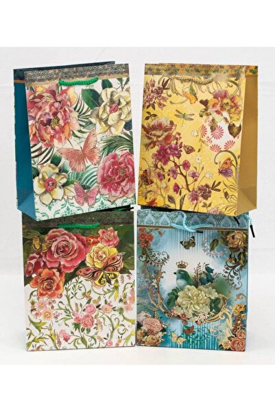 OEM Pungi Cadou Flori, Fluturi, Pasare 12/set 31x42Hx12cm