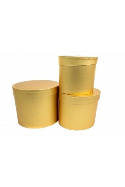OEM Cutii Din Carton Ovala Aurie Cu Capac Auriu 3/Set