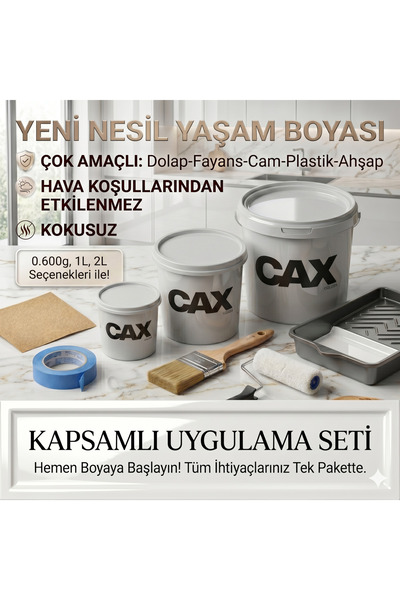 caxcolors CAX KOKUSUZ Çok Amaçlı Yeni Nesil Yaşam Boyası - Dolap Fayans Mobil...