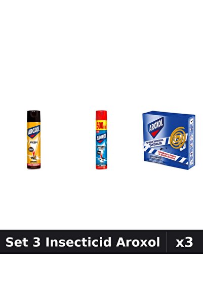 Aroxol Set 3 Produse Anti-Insecte - Pastile/Spirale Anti-Insecte Aroxol, Spra...
