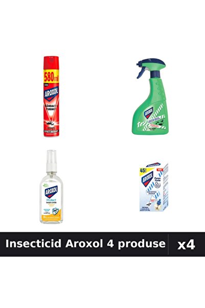Aroxol Set 4 Insecticid 580ml + 400ml + Repelent 85ml - Anti Gandaci, Tantari...