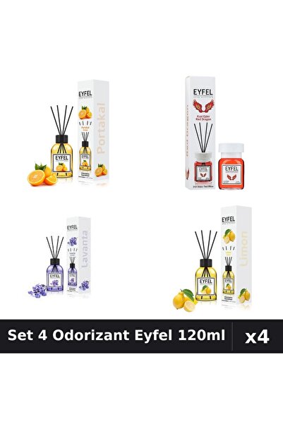 Eyfel Set 4 Odorizante Camera Betisoare, Lamaie, Lavanda, Portocala, Red Drag...