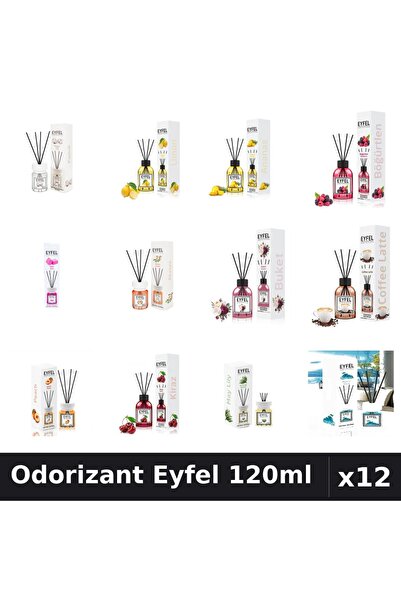 Eyfel Set 12 Odorizante Camera cu Betisoare 120ml - 12 Arome Asortate, Parfum...