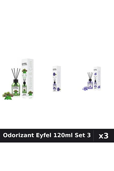 Eyfel Set 3 Odorizant Camera Betisoare 120ml - Lavanda, Pin Menta, Zambile