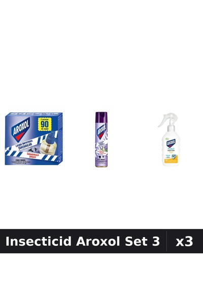 Aroxol Set 3 Insecticid - Aparat Electric 45 Nopti, Spray 250ml, Loțiune 200ml