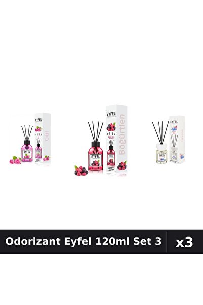 Eyfel Set 3 Odorizant Camera Betisoare 120ml - Trandafir, Fructe Păduре, Orhidee