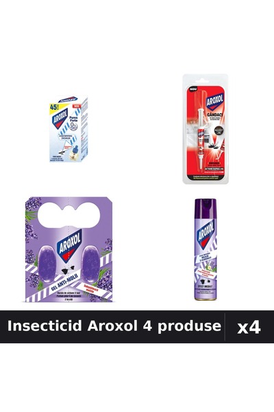 Aroxol Set 4 Insecticid - Aparat Electric, Spray 250ml, Spirale - Protectie Casa