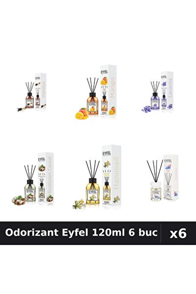 Eyfel Set 6 Odorizante Camera Betisoare - 6 Arome Asortate, 120ml Parfum