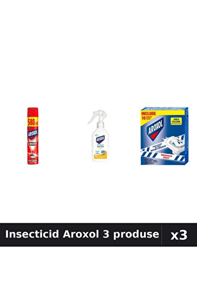 Aroxol Set 3 Insecticid - Spray 580ml, Loțiune Repelent 200ml, Spirale Anti-I...