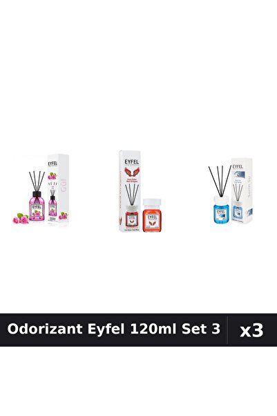 Eyfel Set 3 Odorizant Camera Betisoare 120ml - Trandafir, Red Dragon, Cool Water