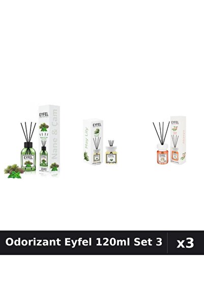 Eyfel Set 3 Odorizant Camera Betisoare 120ml - Pin Mentă, Lacramioare, Acacia