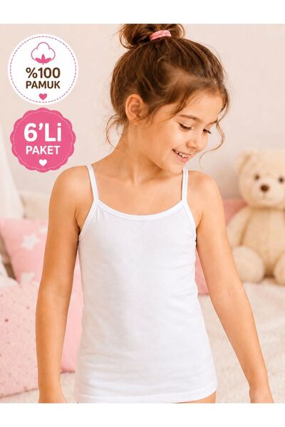 belsa iç giyim Girls' 100% Cotton Tank Tops Set of 6