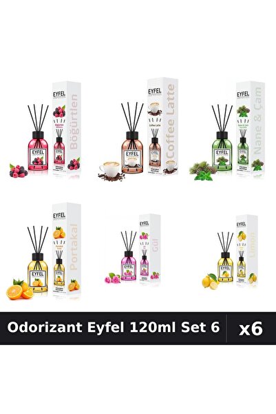 Eyfel Set 6 Odorizante Camera Betisoare - 6 Arome Asortate, 120ml Parfum