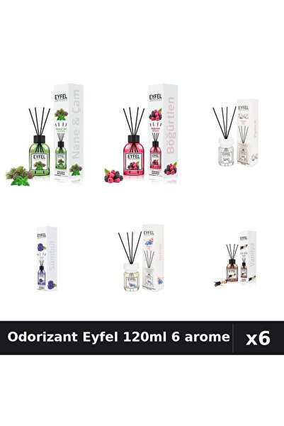 Eyfel Set 6 Odorizante Camera Betisoare - Pin, Mentă, Fructe, Bumbac, Zambile...