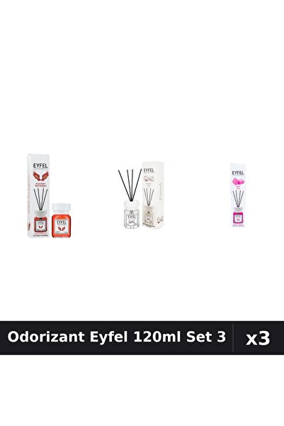 Eyfel Set 3 Odorizant Camera Betisoare 120ml - Red Dragon, Bumbac, Bubble Gum