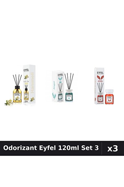 Eyfel Set 3 Odorizant Camera Betisoare 120ml - Angel, Mâna Maicii Domnului, R...