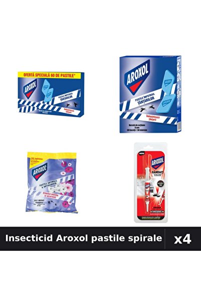 Aroxol Set 4 Insecticid Pastile Spirale - 60, 30, 20 bucati, 5g - Protectie I...