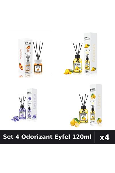 Eyfel Set 4 Odorizante Camera Betisoare, Ananas, Lamaie, Lavanda, Piersica, 1...