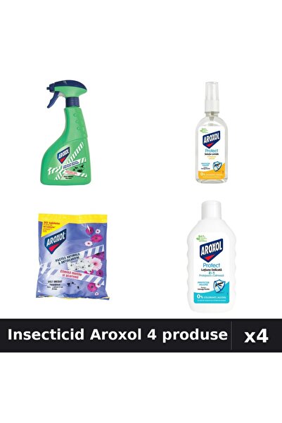 Aroxol Set 4 Insecticid - Spray 400ml, Loțiuni Repelent 85ml+200ml, Spirale 2...