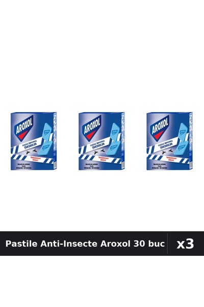Aroxol Set 3 Pastile Anti-Insecte 30 buc - Protectie Gandaci, Tantari, Muste