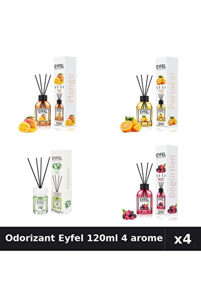Eyfel Set 4 Odorizant Camera Betisoare 120ml - Mango, Portocala, Iasomie, Fru...