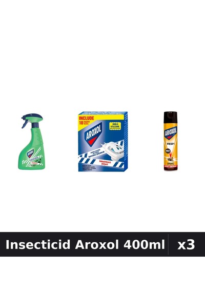 Aroxol Set 3 Spray Insecticid 400ml - Anti Gandaci, Tantari, Muste - Protectie