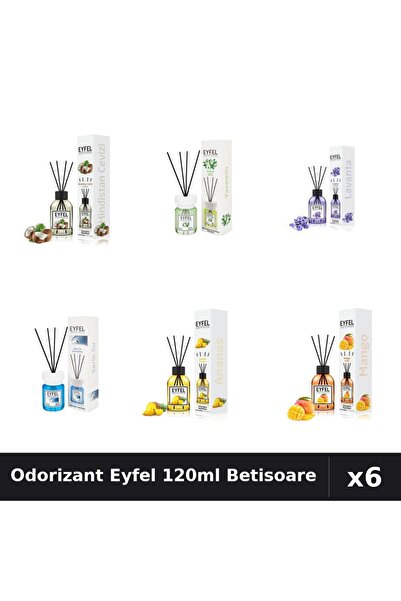 Eyfel Set 6 Odorizante Camera Betisoare - 6 Arome Asortate, 120ml