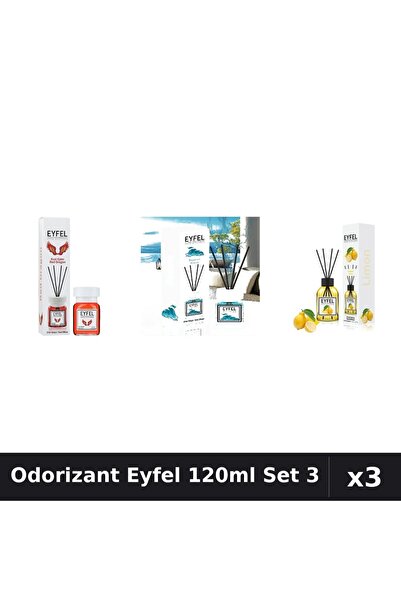 Eyfel Set 3 Odorizant Camera Betisoare 120ml - Lămâie, Ocean, Red Dragon